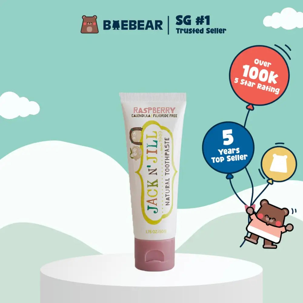 Jack N Jill Certified Organic Kids NATURAL CALENDULA Toothpaste I Toothbrush | Rinse cup (SG) Raspberry