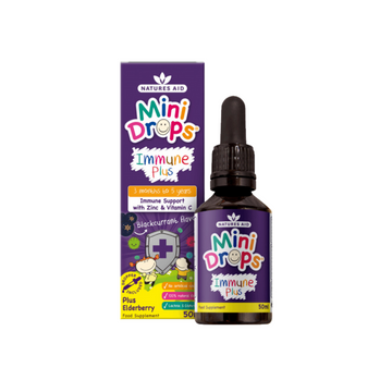 Natures Aid Mini Drops Immune Plus 50ml | Vegan | Zinc | Vitamin C | Folic Acid | Boost Immunity