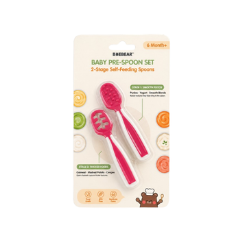 Baebear Baby Self-Feeding Pre-Spoon Set | 2-Stage Learning Spoons | BPA-FREE Food Grade
