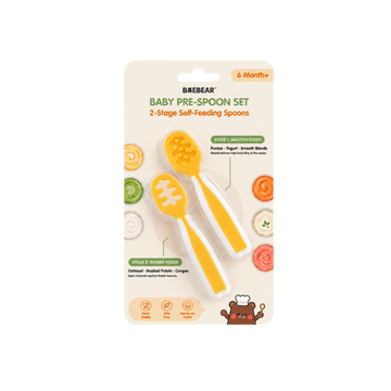 Baebear Baby Self-Feeding Pre-Spoon Set | 2-Stage Learning Spoons | BPA-FREE Food Grade