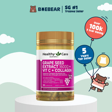 Healthy Care Grape Seed Extract with Vitamin C and Collagen, 90 Capsules