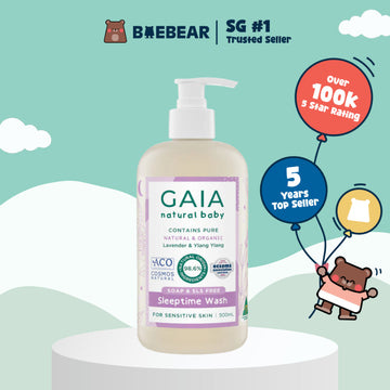 GAIA Organic Baby Bath & Body Wash | Hair & Body Wash | 2 in 1 Shampoo | Sleeptime Bath Wash, 500ml