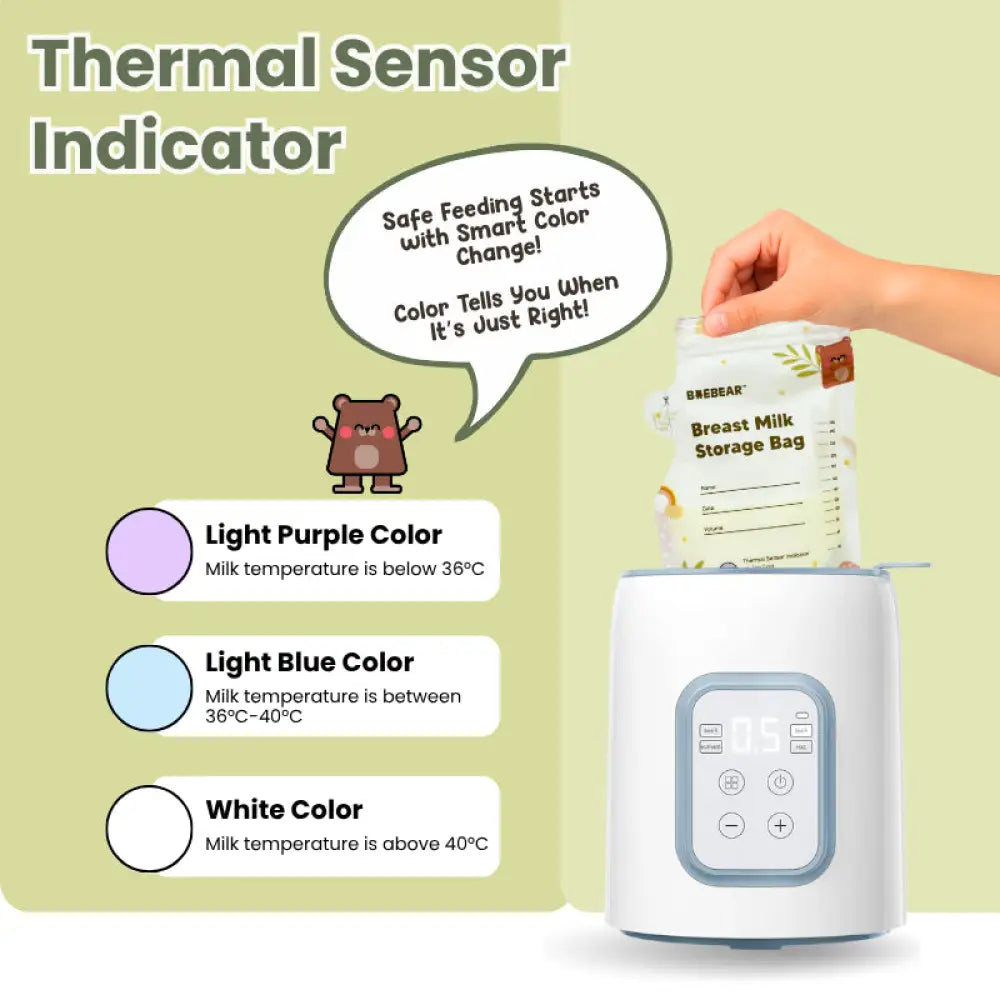 [Thermal] BAEBEAR Breast Milk Storage Bag 250ml (10pcs/bag) Temperature Sensor | Leakproof | Pour Spout | Local Stock