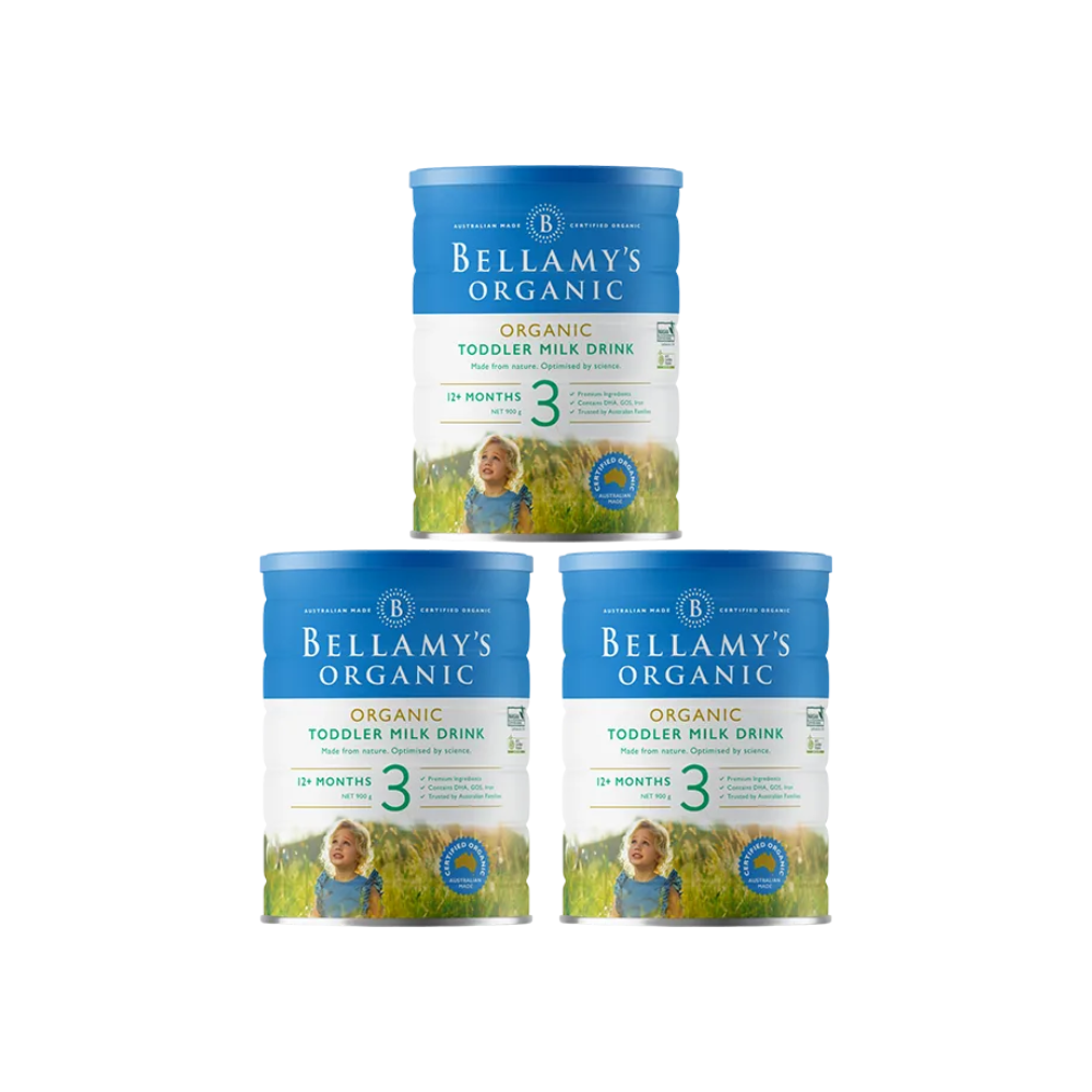 [Bundle of 3] Bellamy's Organic Toddler Milk Drink Step 3, 900g