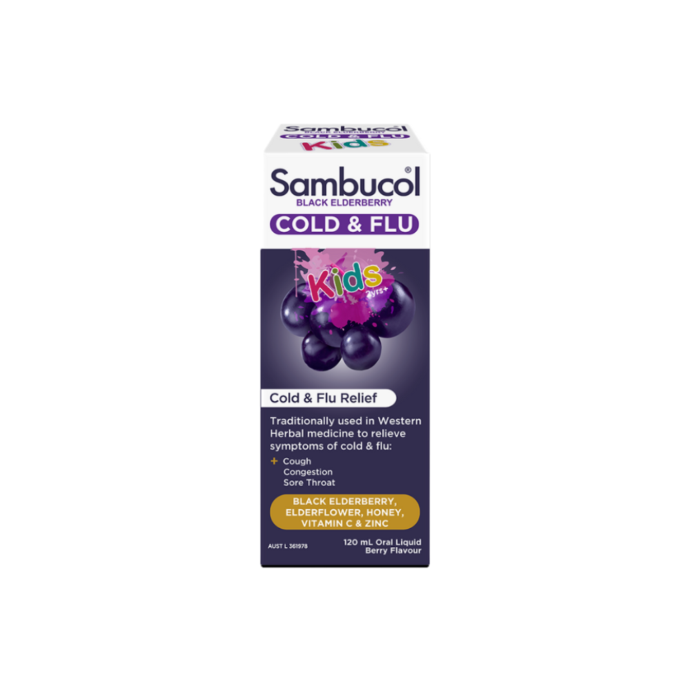 Sambucol Black Elderberry Cold & Flu Relief Kids Liquid, 120ml